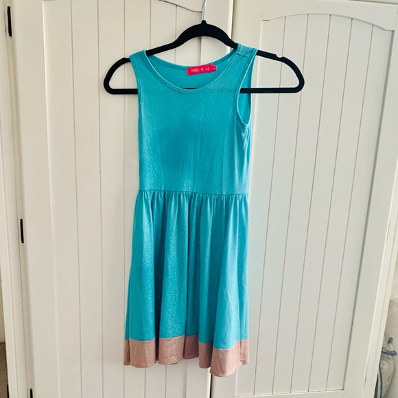 Super Pretty Blue Sparkly me.n.u Dress. Girls Sz M. Spandexy and just perfect! - Picture 1 of 4